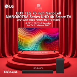 LG 75 inch NanoCell NANO80T6A Series UHD 4K Smart TV 2024 with Magic remote HDR10 webOS