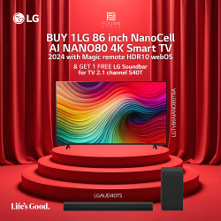 LG 86 Inch NanoCell AI NANO80 4K Smart TV AI Magic remote HDR10 webOS24